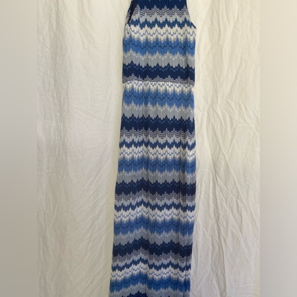 AQUA BLUE WHITE MAXI Summer Dress Size Small - Picture 6 of 9